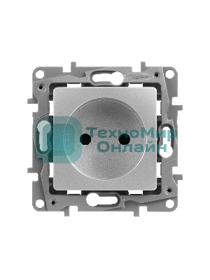 Розетка 2К на винтах, защ. шт., алюминий ETIKA 