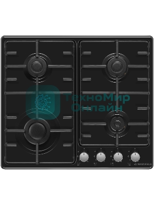 Газовая варочная панель Maunfeld EGHE.64.3STS-EB/G, 4 конфорки, эмалированная сталь, черный