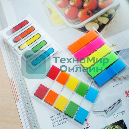 Закладки самоклеящиеся, индексы пластиковые Stick`n 26071 45x12мм, 5 цветов в упаковке, 20 листов, с цветным краем Z-сложение, европодвес