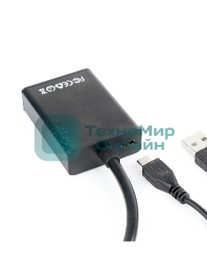Переходник VGA (M)-HDMI (F) Cablexpert A-VGA-HDMI-01, 19M/15F, 15 см, аудиовыход Jack 3,5 (M), питание от USB