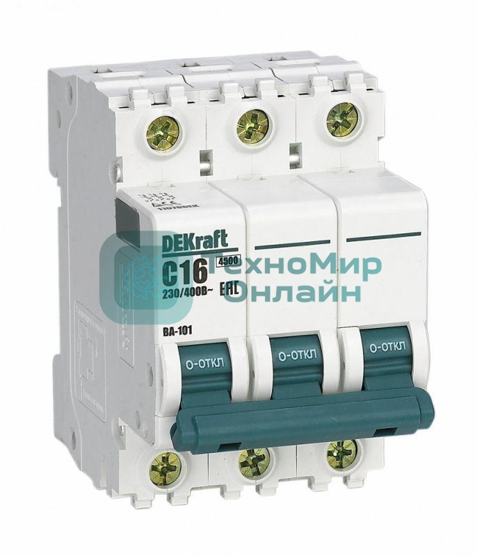 Выключатель автоматический модульный 3п D 40А 4.5кА ВА-101 DeKraft 11130DEK