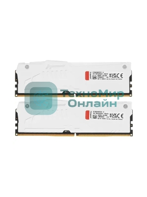 Оперативная память Kingston Fury Beast, DDR5, 32Gb (2x16Gb), 6000MHz, CL36, DIMM, с радиаторами, RGB, белый