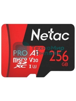 Флеш Карта MicroSD card Netac P500 Extreme Pro 256Gb, retail version w/SD adapter
