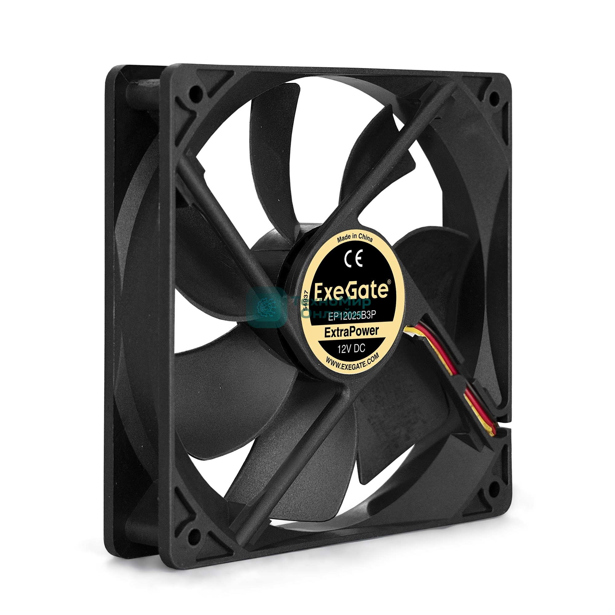Вентилятор для корпуса ExeGate ExtraPower EP12025B3P черный, 120 мм, 1850 об/мин, 30 дБ, 3 pin