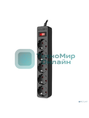 Сетевой фильтр SVEN SF-05E 1,8 м (5 розеток с защитными шторками) черный, цветная коробка