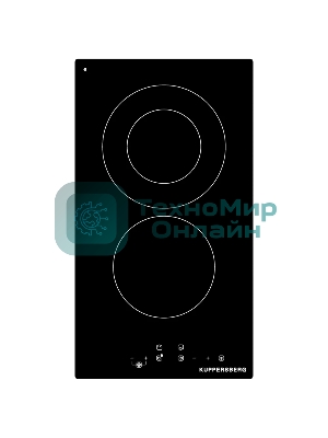 Варочная панель Kuppersberg, Hi-Light, High-Tech, 30 см, 2 конфорки, 9 уровней мощности, таймер, автоматическое отключение, индикация остаточного тепла, сенсорное управление, черный