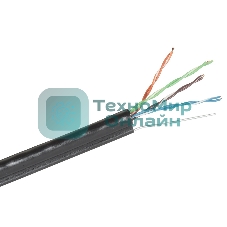 Кабель Exegate UTP 4 EX190974RUS пары кат.5e Exegate медь, внешн. прокладка, с тросом, катушка 305м, черный, PE