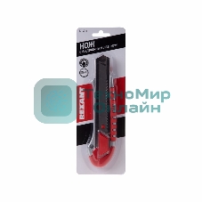 Нож с сегментированным лезвием Rexant 25 мм, металлический обрезиненный корпус, с дополнительным замком на лезвии