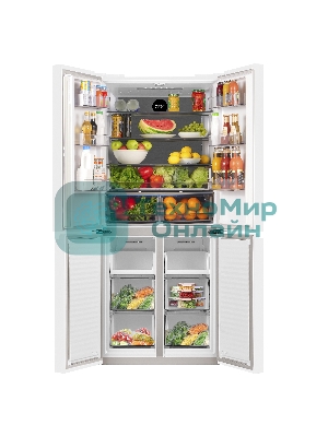 Холодильник Maunfeld MFF183NFWE белый трехкамерный инвертор 270/135л морозилка снизу, Total NoFrost, Side by Side