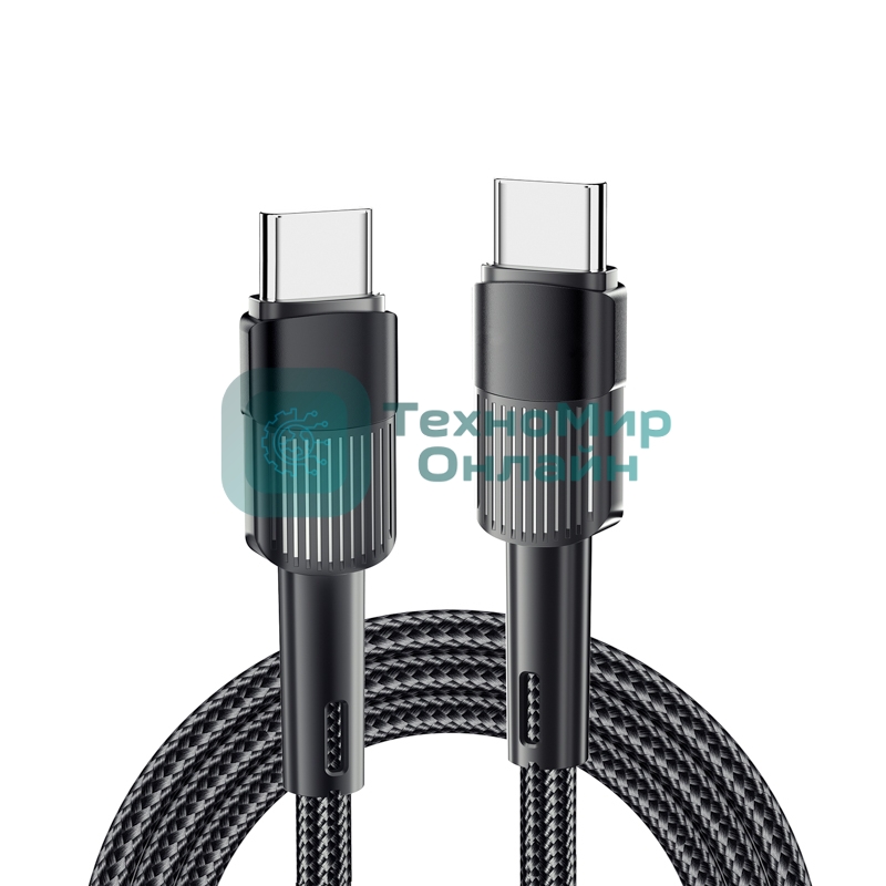 Кабель Rexant Type-C – Type-C, 5A, 100Вт, 2м, в черной нейлоновой оплетке