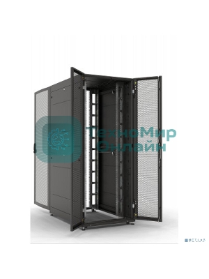 Шкаф серверный ЦМО ПРОФ напольный 48U (800 х 1000) двери двойные перф. 2 шт., черный, в сборе ШТК-СП-48.8.10-88АА-9005