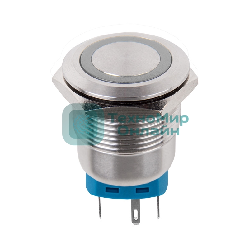 Кнопка антивандальная Rexant Ø 22 12 В Б/Фикс (5с) (ON)-OFF/(OFF)-ON подсв./зеленая