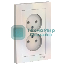 Розетка 2-м AtlasDesign без заземл. 16А в сборе жемчуг SchE ATN000420