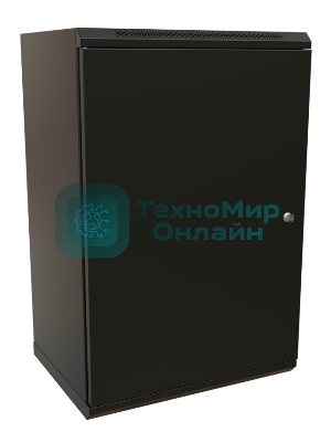 Шкаф коммутационный WRline (WR-TW-2245-SR-RAL9004) настенный 22U 600x450 мм пер. дв. металл 2 бок. пан. 60 кг черный 370 мм 1086 мм IP20 сталь