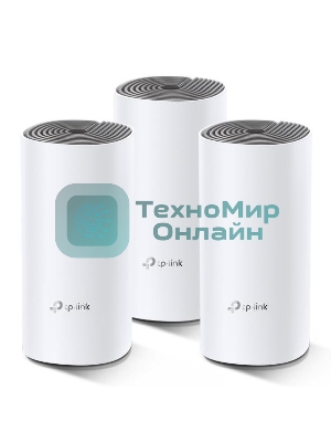 Домашняя Mesh Wi-Fi система TP-Link Deco E4 (3-Pack), 1167 Мбит/с (5 ГГц: до 867 Мбит/с + 2,4 ГГц: до 300 Мбит/с), 2 порта 100 Мбит/с, 2 встроенные антенны на каждом модуле Deco