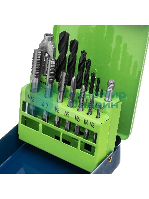 Набор сверл Сибртех (2,5-10,2), метчиков(М3-М12), 15 предметов