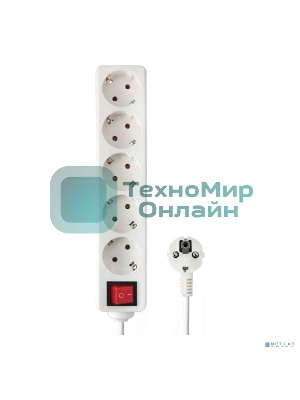 Удлинитель Гарнизон ELB-G5-W-7 5р 16А 7 м с выключателем и заземлением, белый