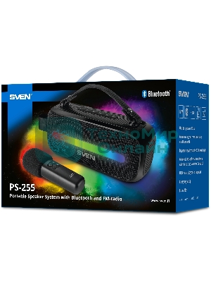 Колонка портативная SVEN PS-255 черный 12W 1.0 BT 3600mAh