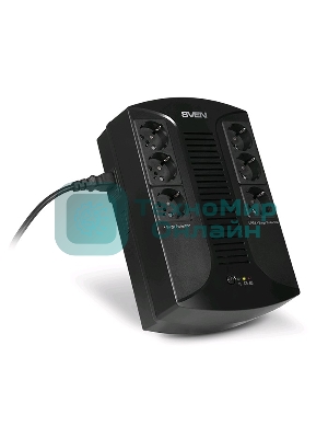 Источник бесперебойного питания SVEN UP-L1000E 1000VA/500W (6 розеток: 3х UPS/сетевой фильтр+3 x сетевой фильтр)