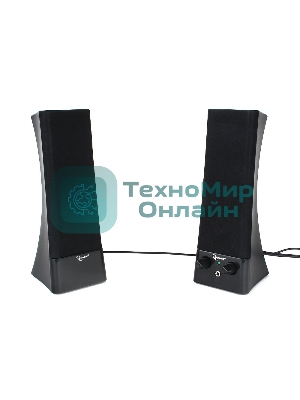 Акустическая система 2.0 Gembird SPK-500, черный, 6 Вт, рег. громкости, разъем для наушников, питание от сети