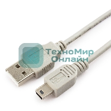 Кабель USB2.0 Cablexpert CC-USB2-AM5P-6-N, AM/MiniUSB, медь, экран, Pro, 1.8м серый, пакет