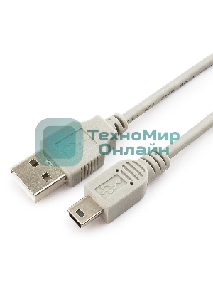 Кабель USB2.0 Cablexpert CC-USB2-AM5P-6-N, AM/MiniUSB, медь, экран, Pro, 1.8м серый, пакет