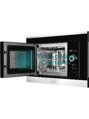 Встраиваемая микроволновая печь Monsher MMH 201 BX 60 см, 20 л, 8 автоматических кулинарных программ, 5 режимов мощности, функция размораживания по весу полуфабрикатов или по времени, черный и нерж.