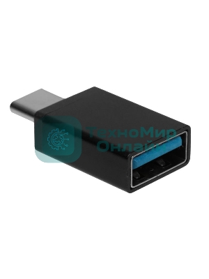 Переходник GoPower Type-C (m)-USB (f) 2.0 черный Premium Zip-Lock c подвесом (1/500)