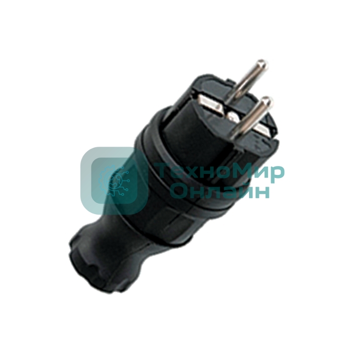 Вилка прямая EKF RPS-011-16-230-44 каучуковая 230В, 2P+PE, 16A, IP44 EKF PROxima