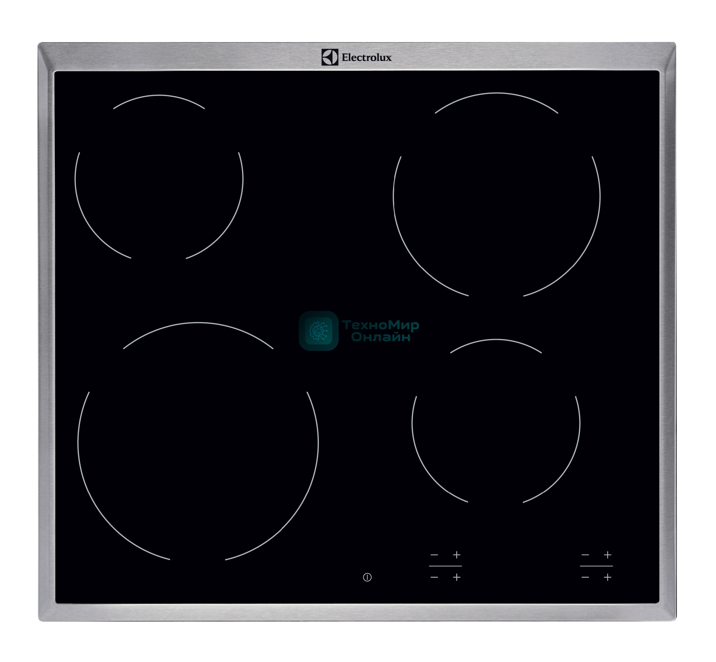 Встраиваемая электрическая панель Electrolux EHF16240XK, 60 см, 4 конфорки, черный , рама из нержавеющей стали