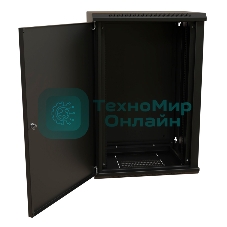 Шкаф коммутационный WRline (WR-TW-2245-SR-RAL9004) настенный 22U 600x450 мм пер. дв. металл 2 бок. пан. 60 кг черный 370 мм 1086 мм IP20 сталь