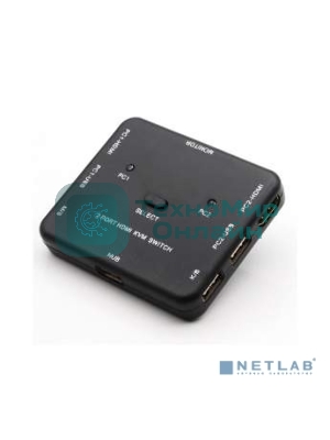 Переключатель HDMI KVM ORIENT HS21, на 2 устройства, порты HDM + 2xUSB (клавиатура+мышь), поддержка 4K@30Hz, кнопка переключения на корпусе, не требуется внешнее питание (31066)