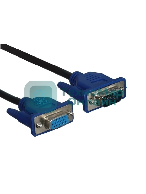 Кабель GoPower VGA (m)-VGA (f) 3м ПВХ черный Premium Zip-Lock c подвесом (1/50)