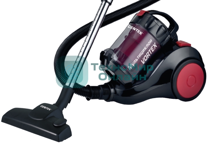 Пылесос Centek CT-2529 красный/черный мультициклон 2000/350Вт, стакан 1,5 л, телескоп металл. трубка
