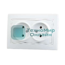 Розетка 2-м СП Мира 16А IP20 без заземл. керам. белый/белый LEZARD 701-0202-128