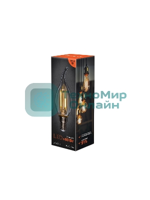 Лампа светодиодная филаментная Rexant Свеча на ветру CN37 7.5 Вт 600 Лм 2700K E14 прозрачная колба