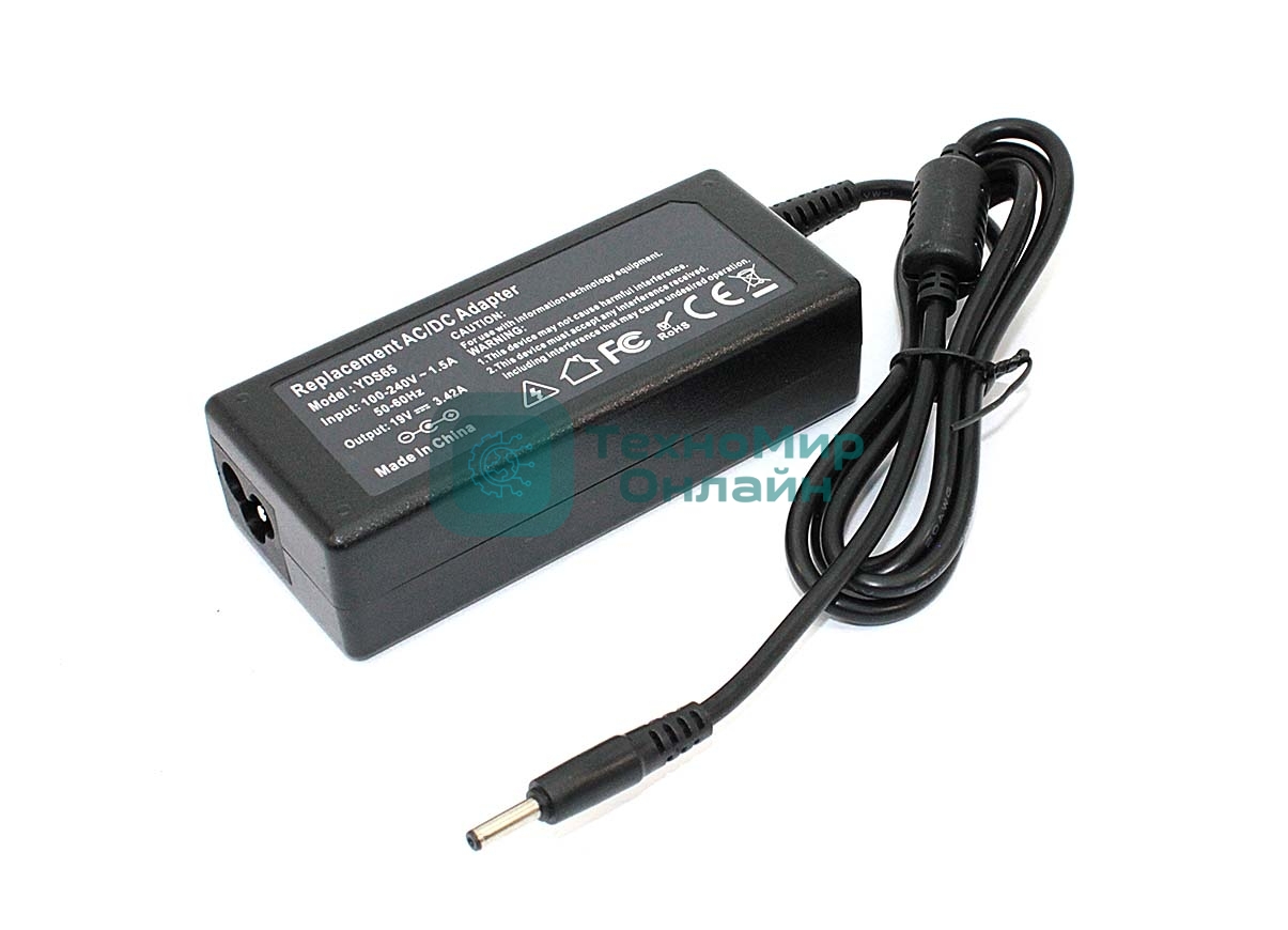 Блок питания (сетевой адатер) для ноутбуков Clevo 19V 3.42A 3.5x1.35 65W OEM