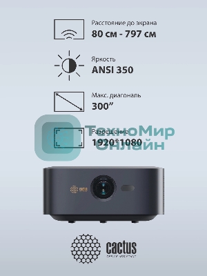 Проектор Cactus CS-E2.SG DLP 5600Lm (1920x1080) 200000:1 ресурс лампы:20000часов 1xUSB typeA 1xHDMI 4.2кг