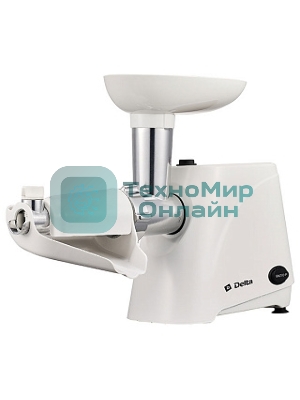 Мясорубка электрическая Delta DL-6101M белый, 2000 Вт, 1.8 кг/мин, реверс, защита от перегрузки, насадки - 4