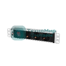 Блок розеток ЦМО Rem-10 без шнура с выкл., 3 Schuko, вход IEC 60320 C14, 10A, алюм., 10