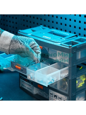 Органайзер Stels для хранения с выдвижными лотками 310х150х260мм, 4 секции, пластик