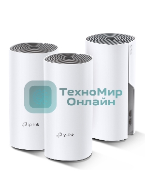 Домашняя Mesh Wi-Fi система TP-Link Deco E4 (3-Pack), 1167 Мбит/с (5 ГГц: до 867 Мбит/с + 2,4 ГГц: до 300 Мбит/с), 2 порта 100 Мбит/с, 2 встроенные антенны на каждом модуле Deco