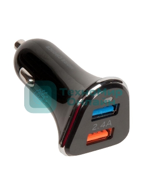 Автомобильная зарядка (от прикуривателя) More choice AC22m, два разъема USB, кабель Micro USB, 2.4A, черный