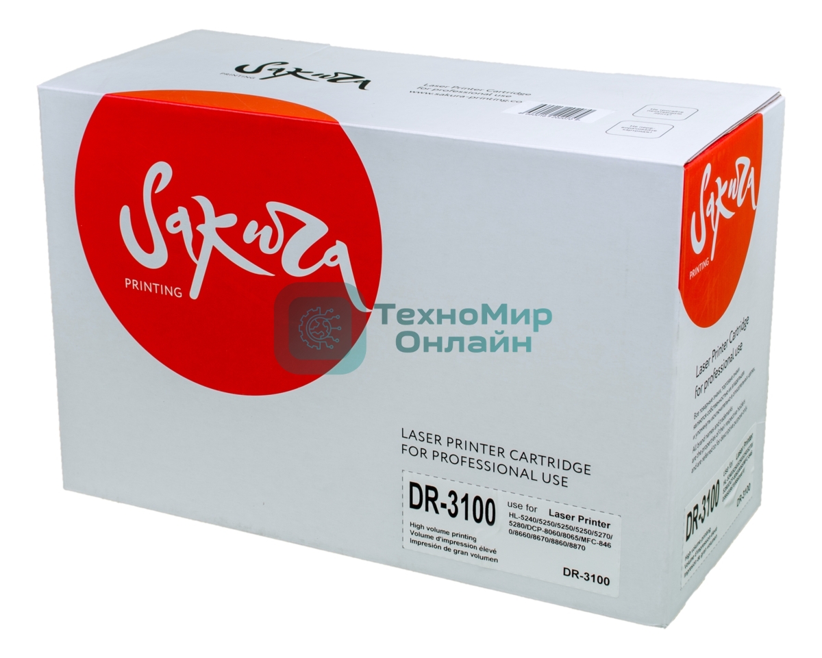 Фотобарабан Sakura DR3100 для Brother HL-5240/5250/5250/5250/5270/5280 DCP-8060/8065 MFC-8460/8660/8670/8860/8870, 25000 к.