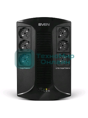 Источник бесперебойного питания SVEN UP-L1000E 1000VA/500W (6 розеток: 3х UPS/сетевой фильтр+3 x сетевой фильтр)