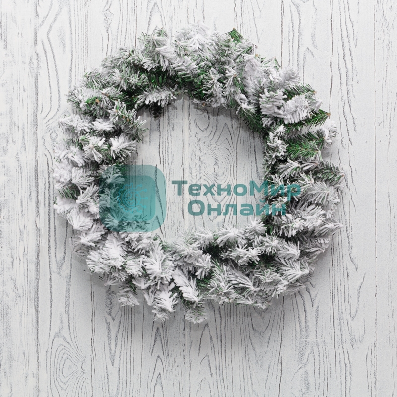 Заснеженный еловый венок Neon-night Ø 60 см, ПВХ
