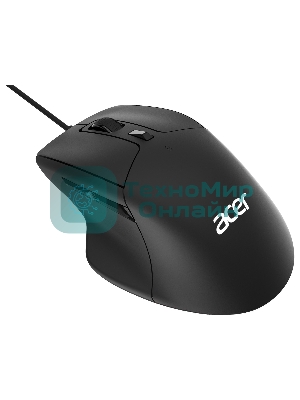 Мышь проводная Acer OMW130 черный, 3600 dpi, USB, кнопки - 6