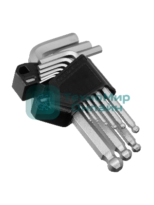 Набор ключей имбусовых Сибртех HEX, 1,5-10 мм, CrV, 9 шт., с шаром