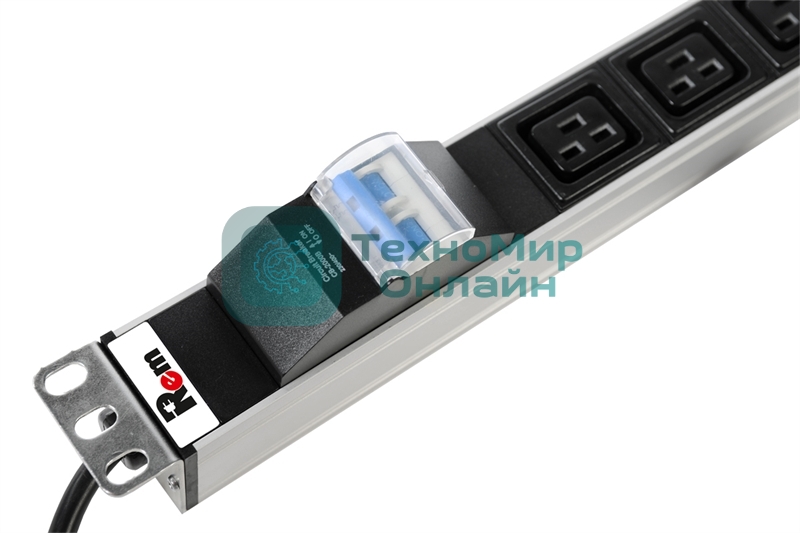 Блок силовых розеток Rem Rem-16, IEC 60320 С19 х 6, вход Schuko, шнур 3 м, 45х484х45 мм (ВхШхГ), 16А, автомат