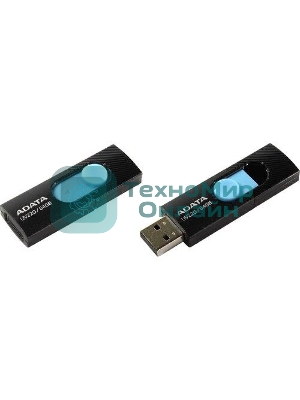 Флешка USB ADATA UV220 (AUV220-64G-RBKBL), 64Gb, USB 2.0, R/W 15/5, черный/голубой
